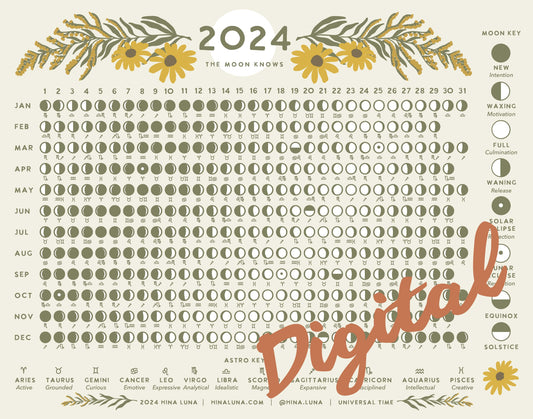 Digital 2024 Moon Calendar | Full