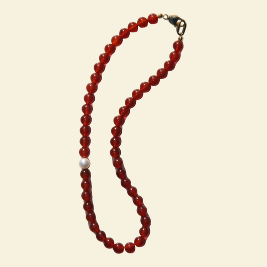 Marta Carnelian & Pearl Necklace