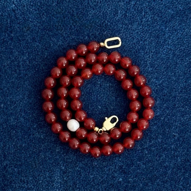 Marta Carnelian & Pearl Necklace