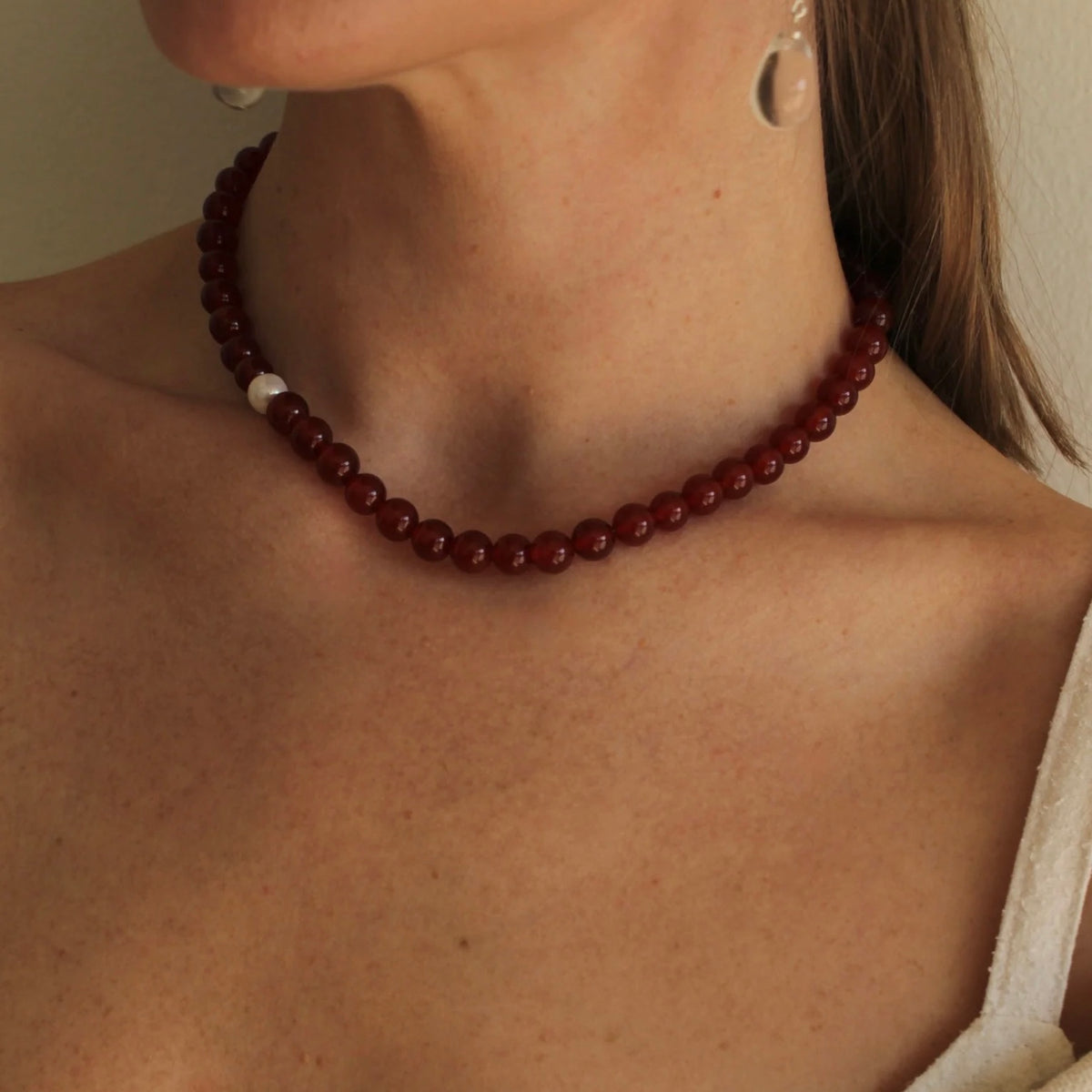 Marta Carnelian & Pearl Necklace