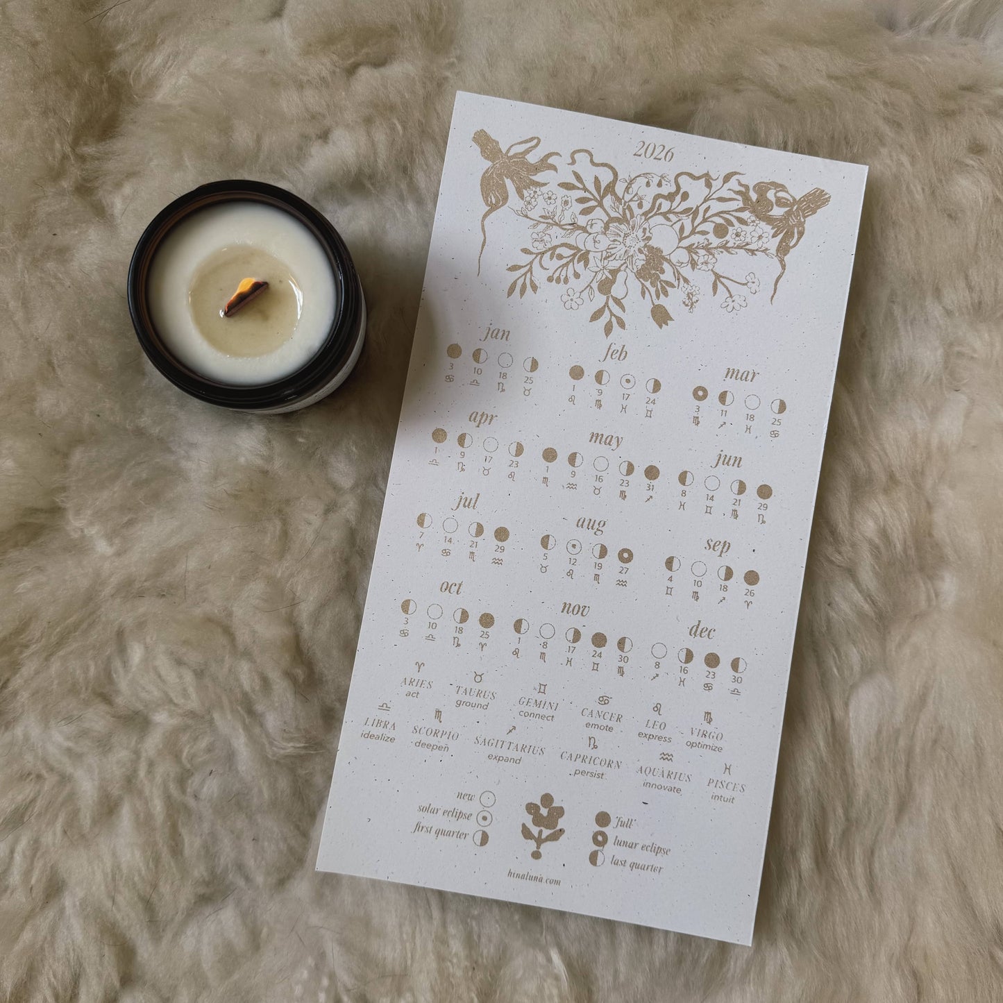 2026 Moon Calendar Print