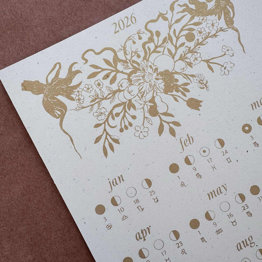 2026 Moon Calendar Print
