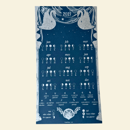2027 Moon Calendar Print